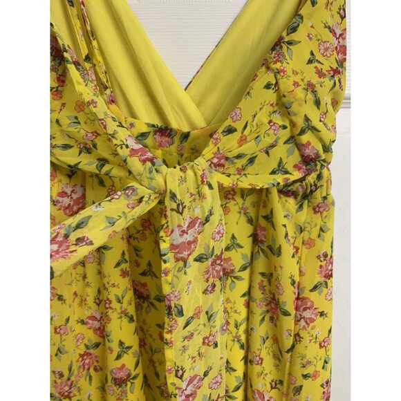 No Frills Los Angeles Yellow Floral Babydoll Cottage Maxi Dress L - Picture 8 of 9